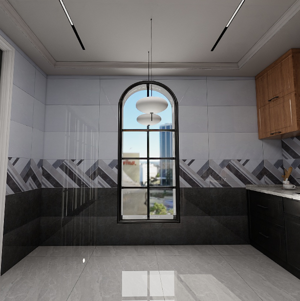 Gạch ốp tường đá bóng kính đen vân điểm sọc A-HV-TN-XZG-40x80