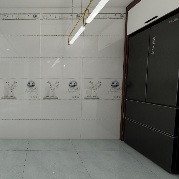Gạch ốp đá bóng kính trắng trơn điểm hoa THP-HVXZD - 40x80
