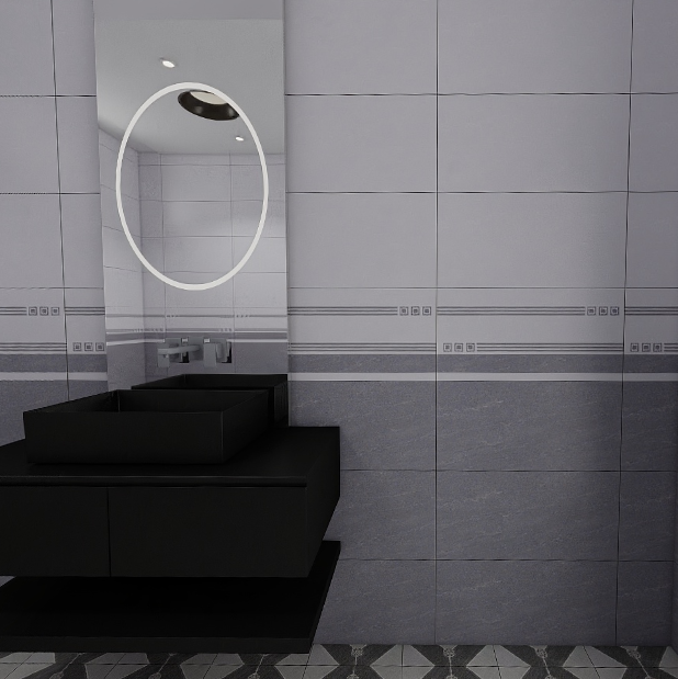 Gạch ốp tường men mờ vân mây xám điểm hoa văn M-GNNZF 30x60