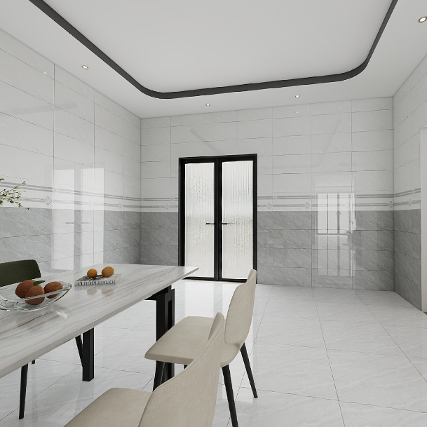 Gạch ốp tường đá bóng kính vân mây xám điểm hoa văn THP - GZNZN 30x60