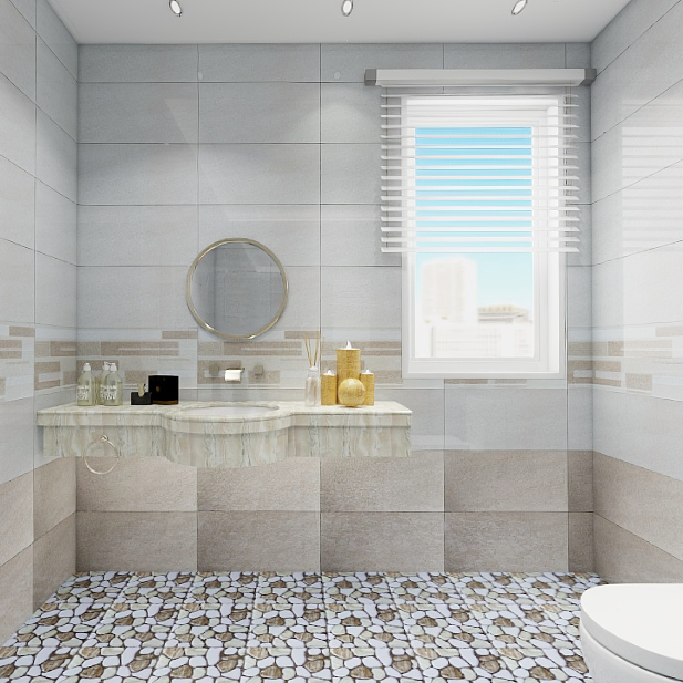 Gạch ốp tường đá mờ vân đá vàng điểm hoa văn M-GNDZV - 30x60
