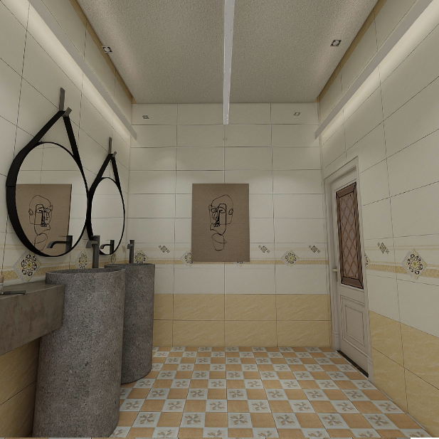 Gạch ốp tường men mờ vân mây kem điểm hoa văn M-GNNZD 30x60