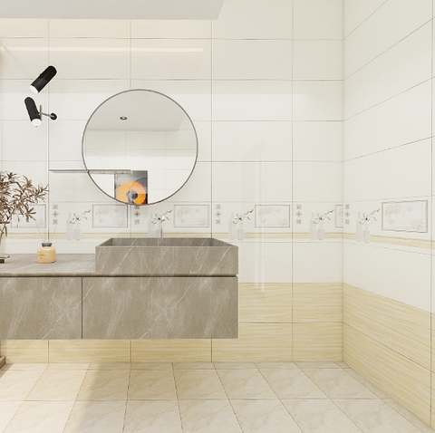  Gạch ốp tường men bóng vân mây kem điểm hoa văn MHP-GNNZX 30x60 