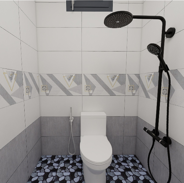 Gạch ốp tường men mờ vân mây xám điểm hoa văn GHCM-GNZG 30x60