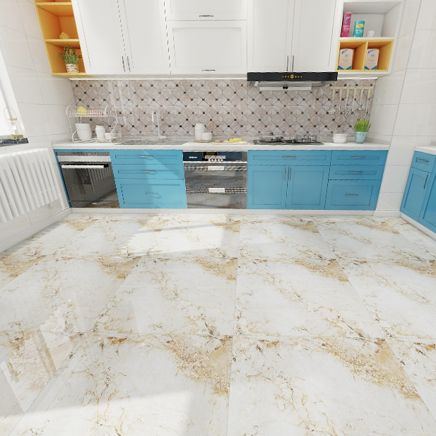 Gạch nền đá bán sứ vân đá vàng nhũ vàng KH-VVZZG - 80x80