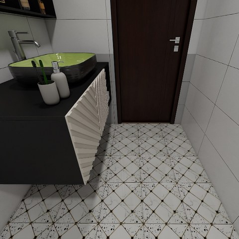  Gạch trang trí đá bóng kính trắng vân khói hình thoi TT-GZZX - 30x30 