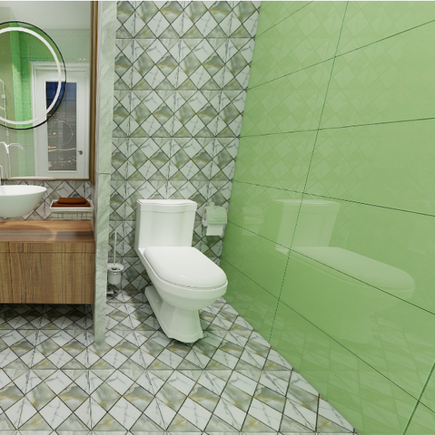  Gạch trang trí đá bóng kính trắng vân xanh hình thoi TT-GZDF - 30x30 