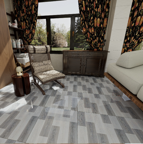  Gạch nền men bóng giả gỗ xám MK-NMZF - 60x60 