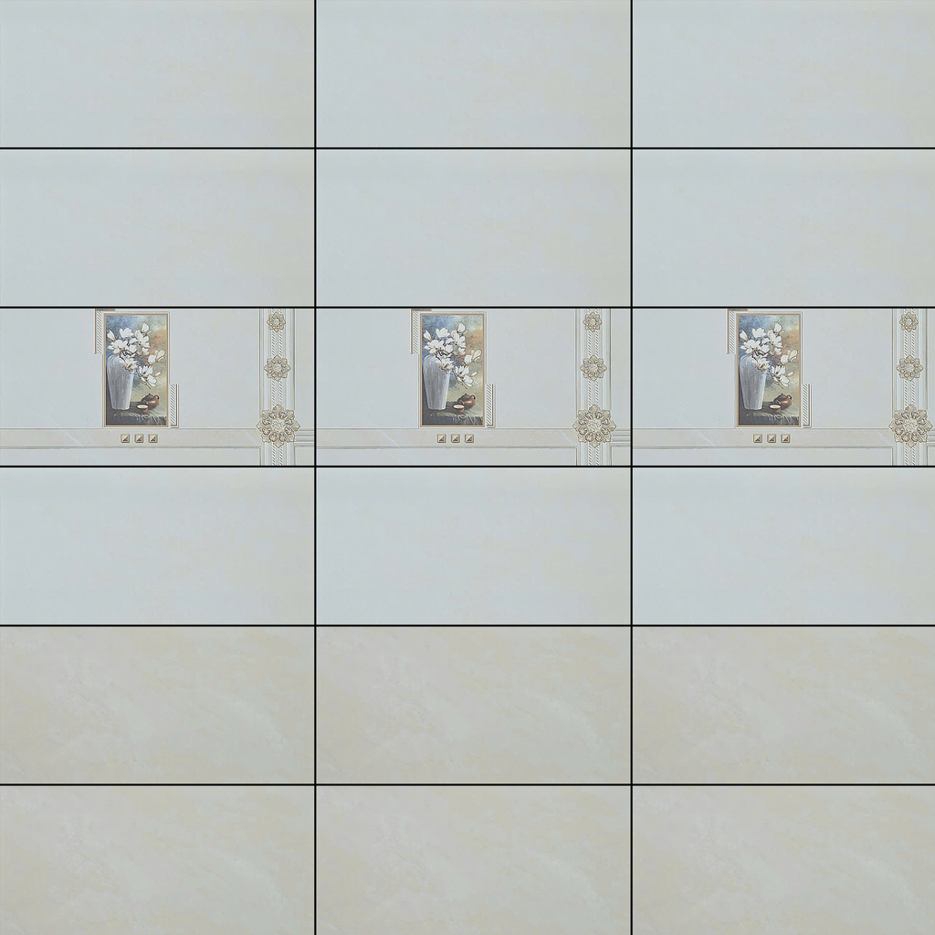 Gạch ốp đá bóng kính vân mây kem điểm hoa HVZG - 40x80