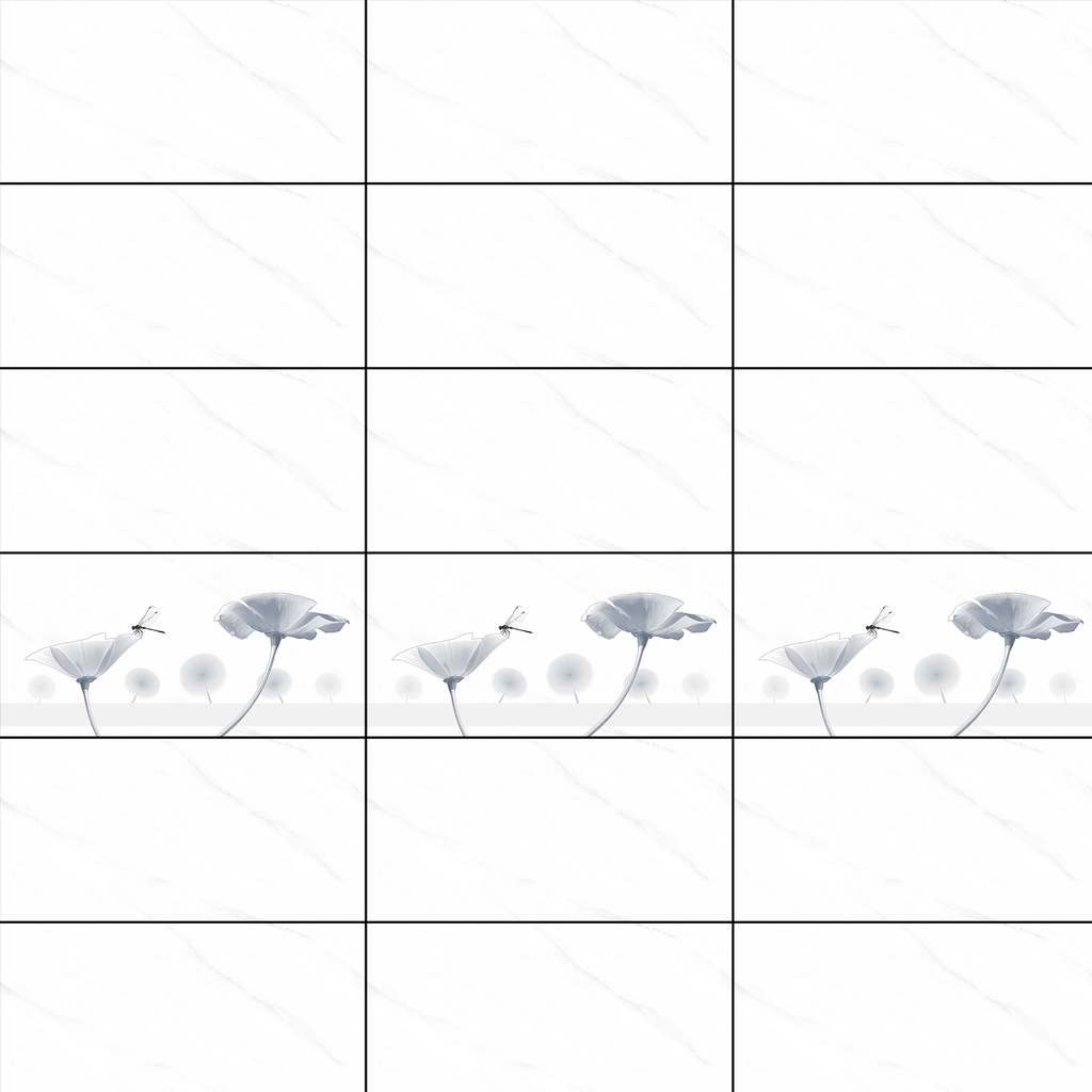 Gạch ốp men bóng trắng vân khói điểm hoa văn JADE-HVZZD - 40x80