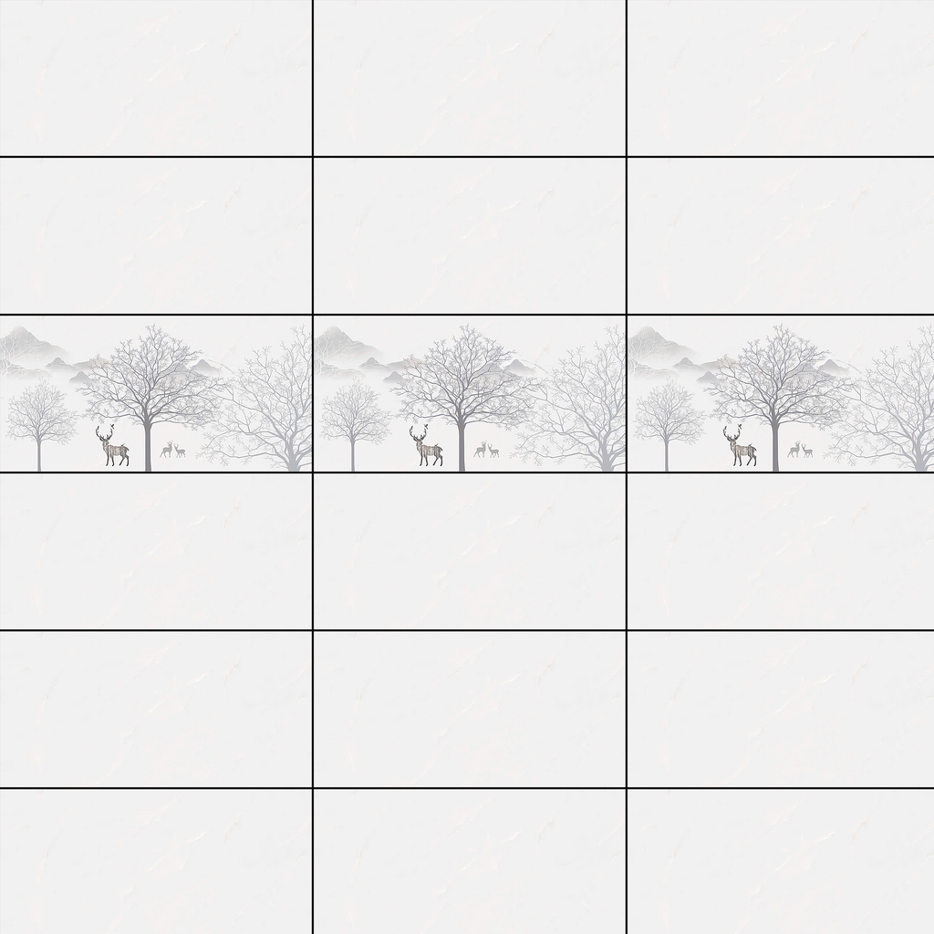 Gạch ốp men bóng trắng vân mây điểm hoa văn JADE-HVZZF - 40x80