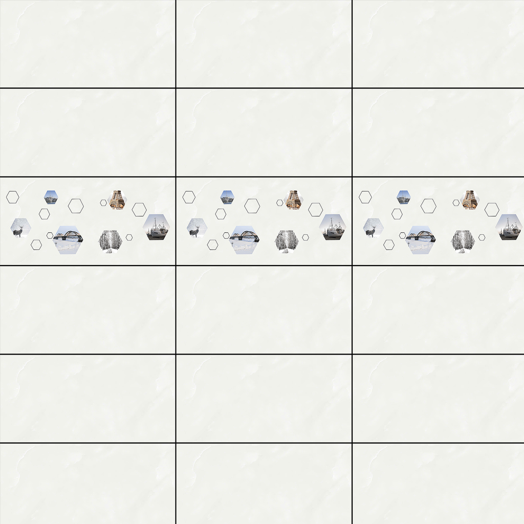 Gạch ốp men bóng trắng vân mây điểm hoa văn JADE-HVZZG - 40x80