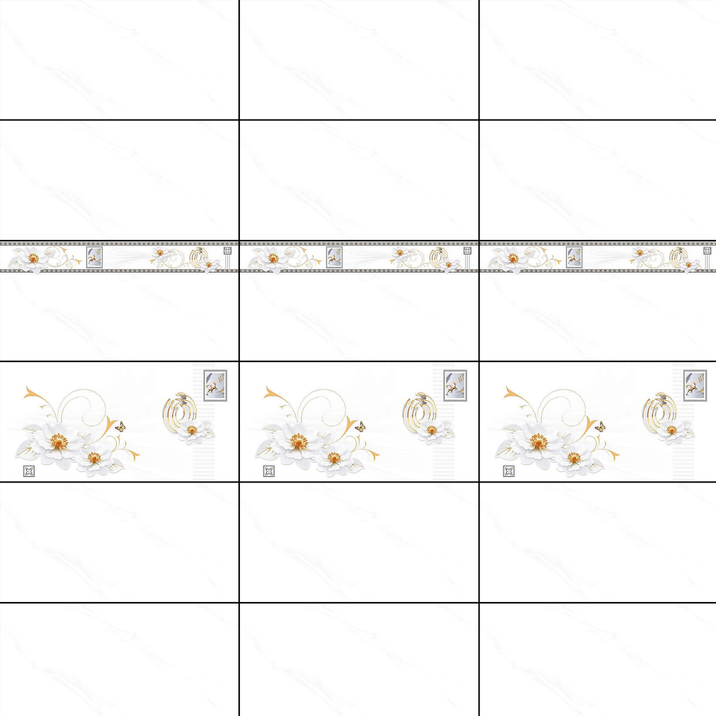 Gạch ốp men bóng trắng vân điểm bình hoa MHP-HVZM - 40x80