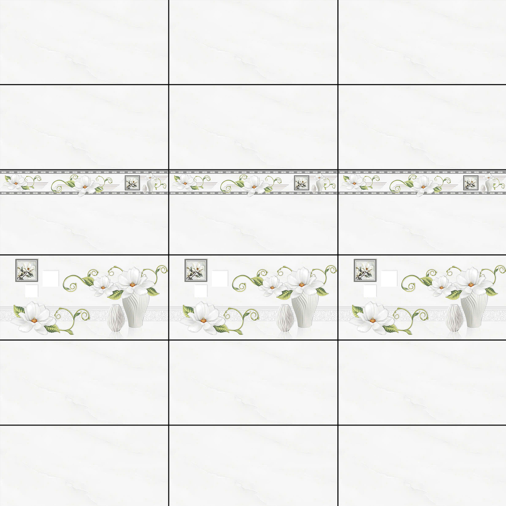 Gạch ốp men bóng trắng vân điểm bình hoa MHP-HVZN - 40x80