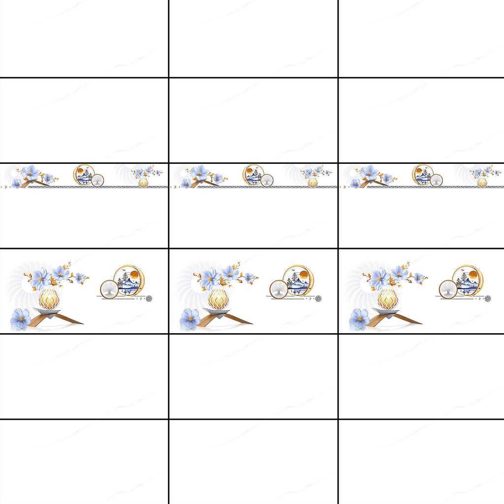 Gạch ốp tường men bóng trắng vân khói điểm hoa MK-GNTX   - 30x60