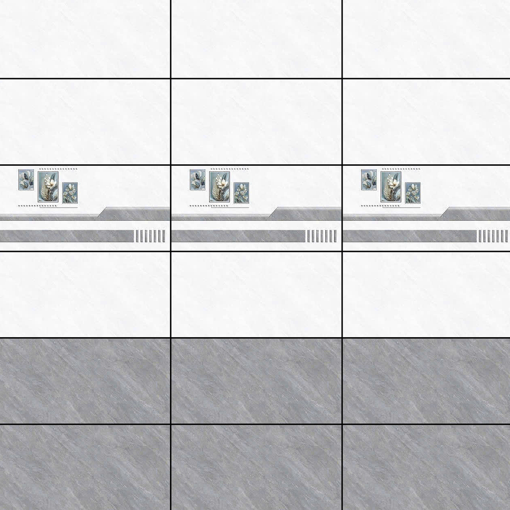 Gạch ốp tường đá bóng kính trắng vân xám điểm hoa MK-GNT - 30x60