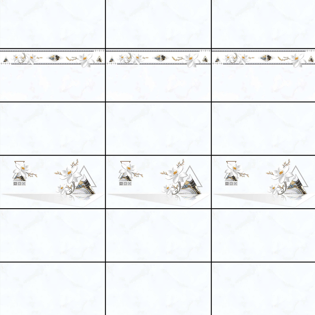 Gạch ốp tường men bóng trắng vân mây điểm hoa MK-GNVZ   - 30x60