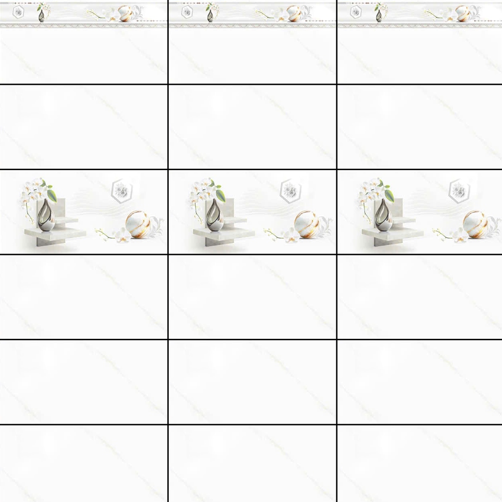 Gạch ốp tường men bóng trắng vân khói điểm hoa TH-GNZZF-R   - 30x60