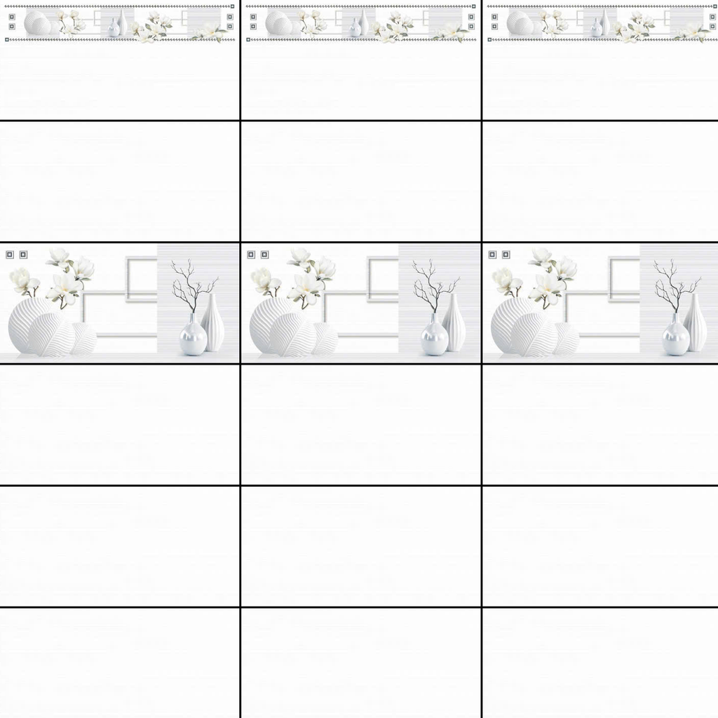 Gạch ốp tường đá bán sứ bóng kính trắng trơn điểm hoa THP-GZNZF 30x60