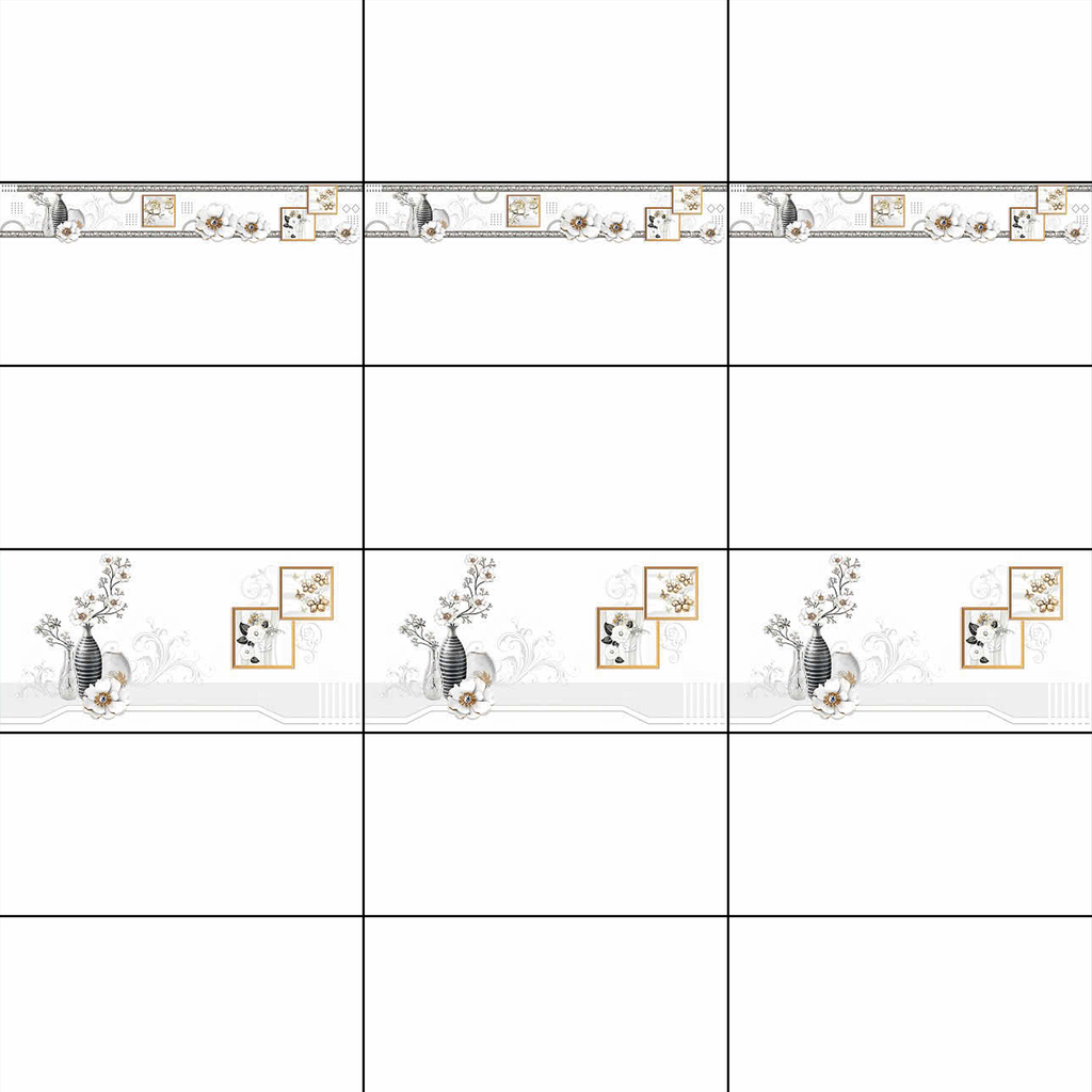 Gạch ốp đá bóng kính trắng trơn điểm hoa THP-HZXZZ - 40x80