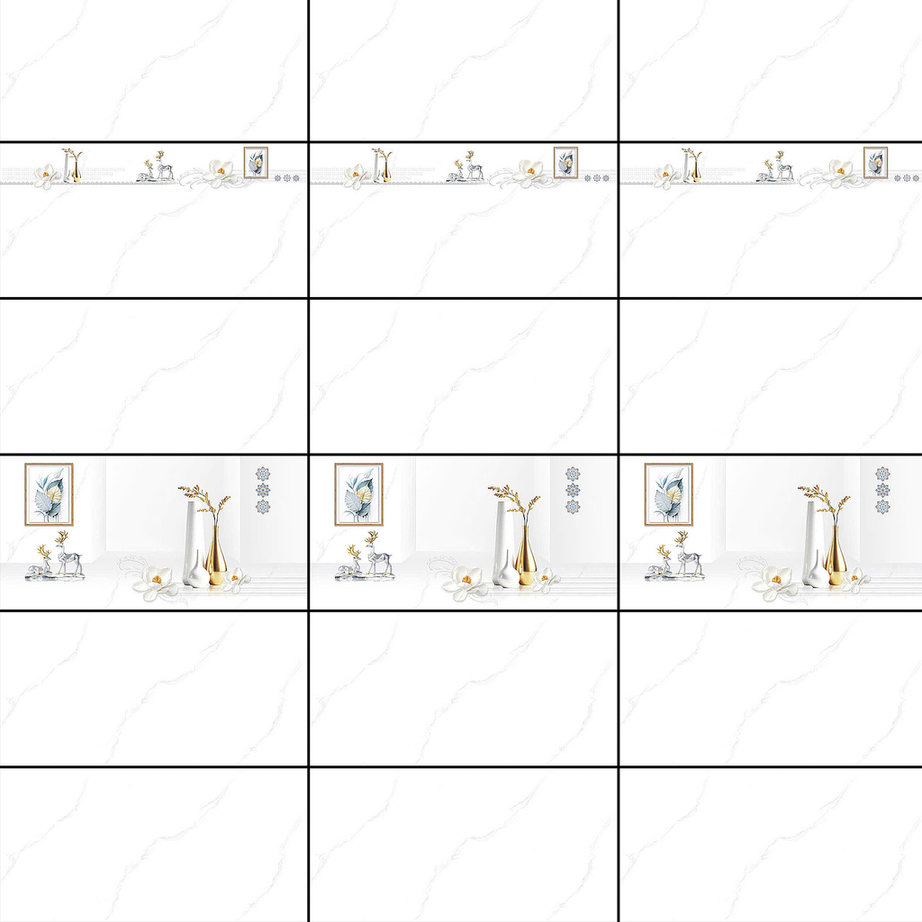 Gạch ốp tường đá bóng kính trắng trơn điểm hoa TTV-GXZF   - 30x60