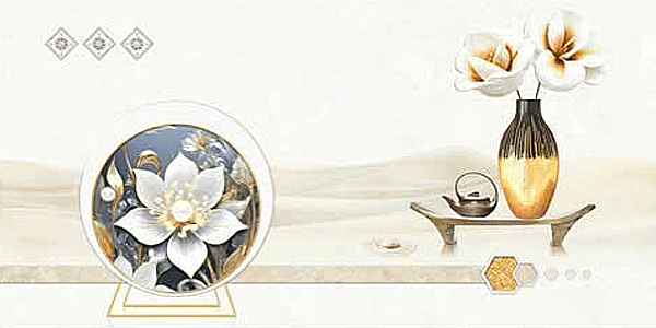 Gạch ốp tường đá bóng kính vàng vân mây điểm hoa BC-GNZG   - 30x60