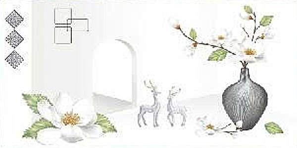 Gạch ốp tường men bóng kính trắng trơn điểm hoa BN-GNZZZ-AD - 30x60