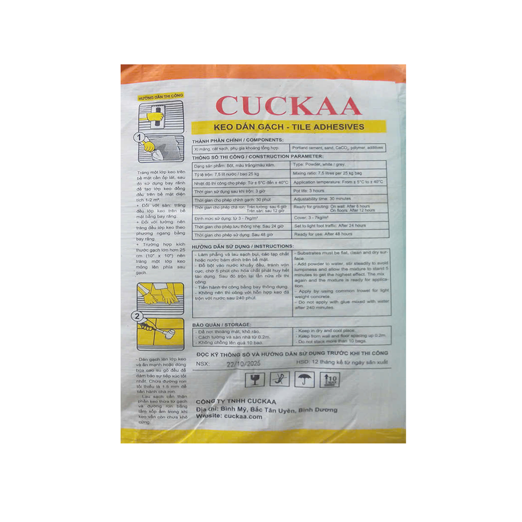 Keo dán gạch Cuckaa 25kg