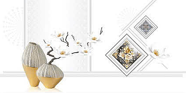 Gạch ốp tường men bóng kính trắng trơn điểm hoa DHT-GNZD-VD - 30x60