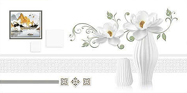 Gạch ốp tường đá bóng kính trắng vân khói điểm hoa DHT-GNGZD   - 30x60