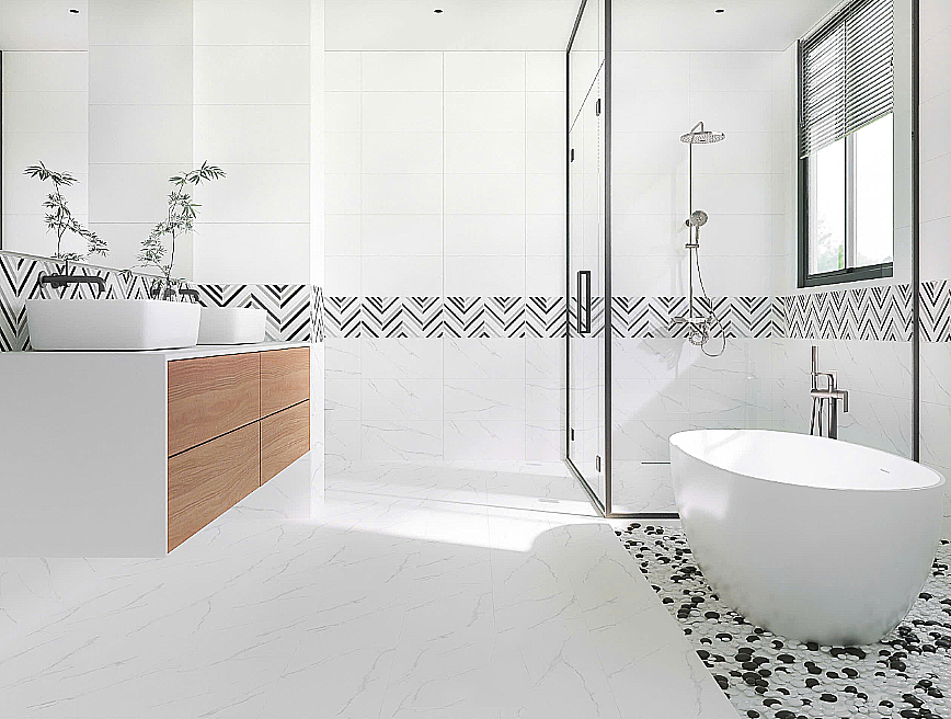 Gạch ốp tường đá mờ trắng vân điểm hoa văn GT-GN-M-ZD 30x60