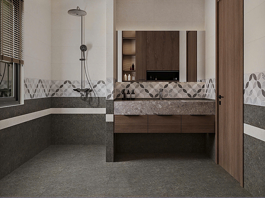 Gạch ốp tường đá mờ vân mây xám điểm hoa văn GT-GN-M-ZN 30x60