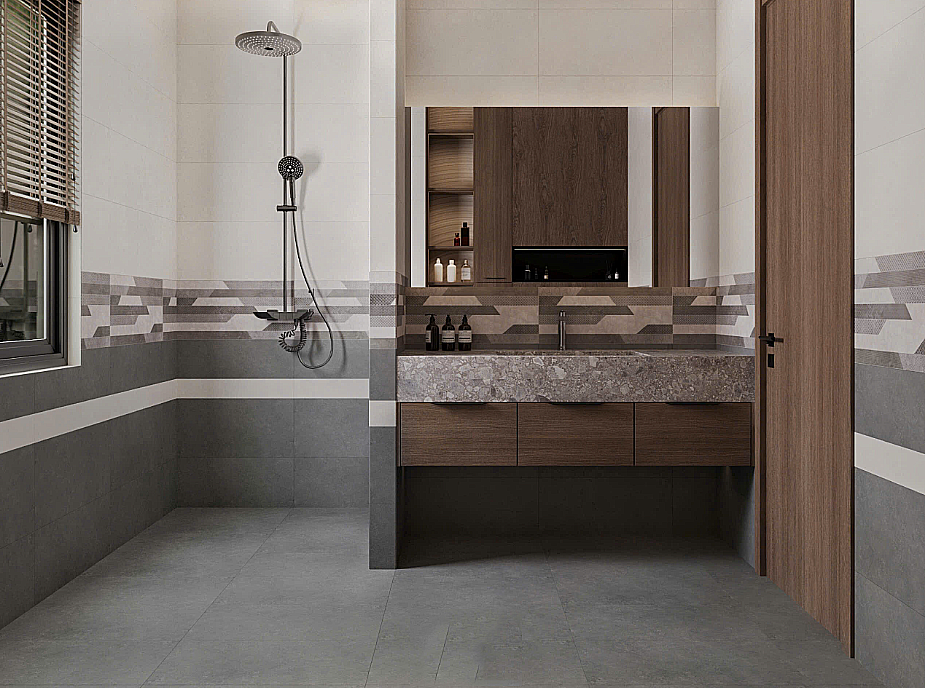 Gạch ốp tường đá mờ vân mây xám điểm hoa văn GT-GN-M-ZM 30x60