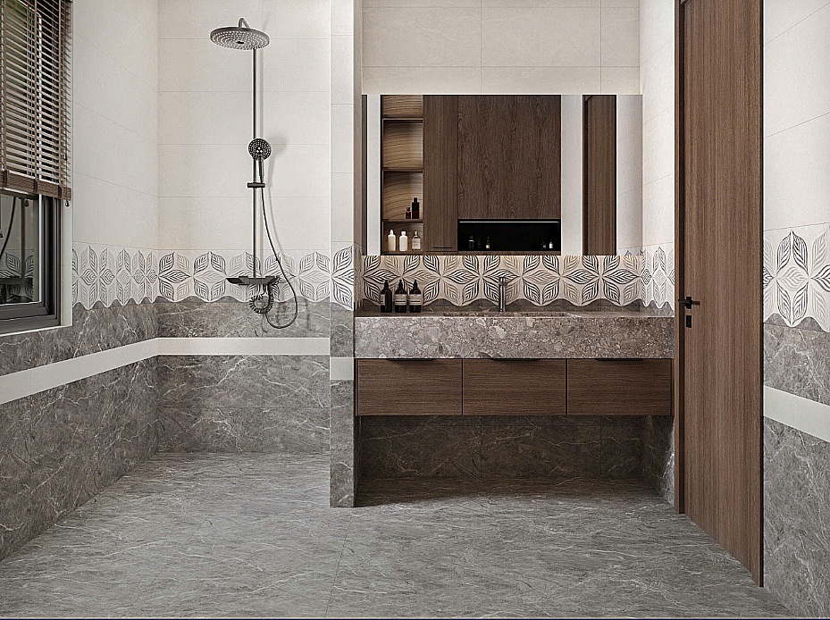 Gạch ốp tường đá mờ vân mây xám điểm hoa văn GT-GN-M-ZT 30x60