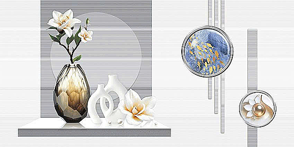 Gạch ốp tường đá bóng kính sọc xám điểm hoa MK-GTZ - 30x60