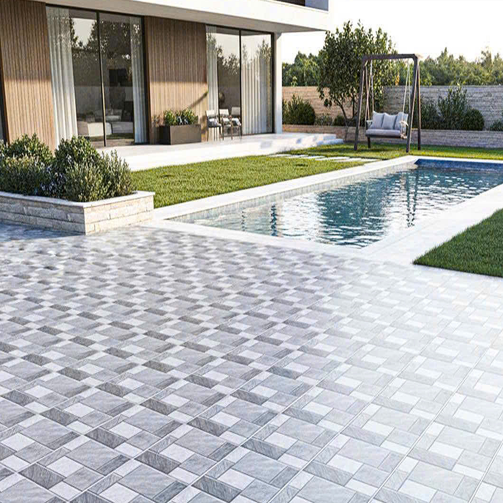 Gạch lát nền sân vườn mờ hoa văn xám MK-SV-MHZV - 50x50