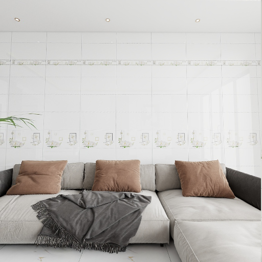 Gạch ốp tường men bóng trắng trơn điểm hoa văn NBP - GNZZ - 30x60