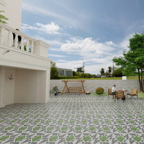  Gạch lát nền sân vườn mờ hoa văn xám PL-MZF - 50x50 