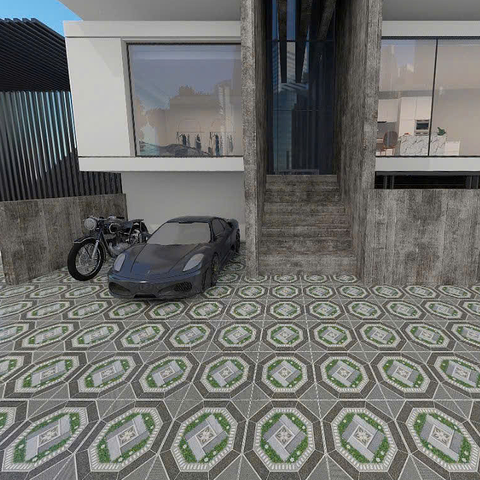  Gạch lát nền sân vườn mờ hoa văn xám PL-MZG - 50x50 