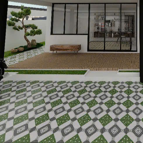  Gạch lát nền sân vườn mờ hoa văn xám PL-MZM - 50x50 