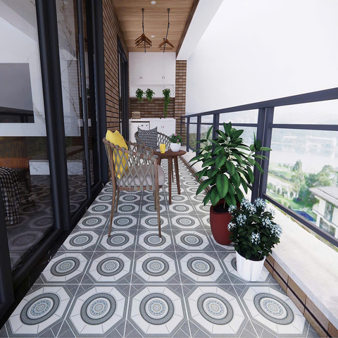  Gạch lát nền sân vườn mờ hoa văn xám PL-PELE-MMGD - 50x50 