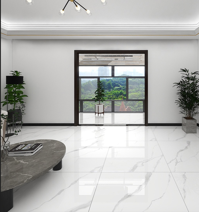 Gạch ốp lát đá bóng kính trắng vân khói KH-DZDZD - 100x100