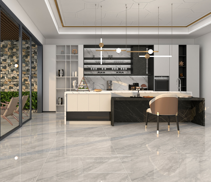 Gạch ốp lát đá bóng kính vân mây xám KH-DZDZF - 100x100