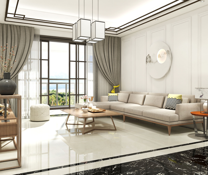 Gạch ốp lát đá bóng kính vân mây vàng KH-DZDZM - 100x100