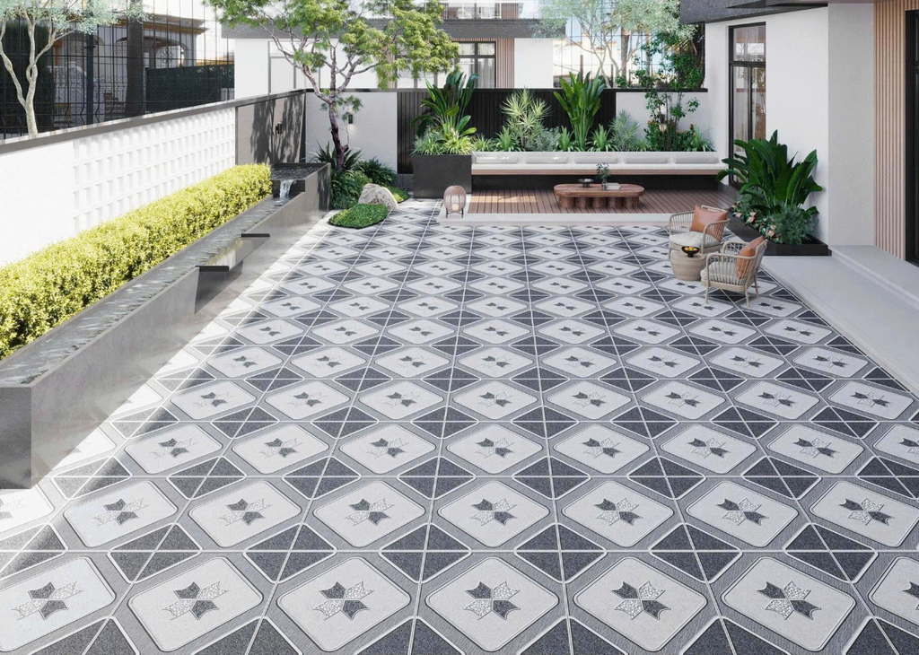 Gạch lát nền sân vườn đá mờ hoa văn xám TP-MMZG - 50x50