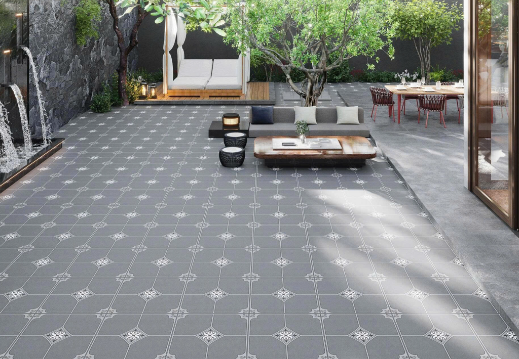 Gạch lát nền sân vườn bán sứ  hoa văn xám TP-MMZM - 50x50
