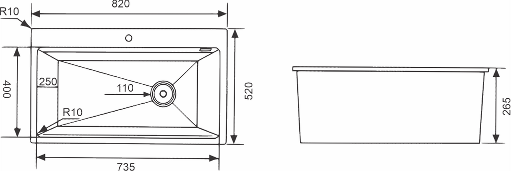Chậu rửa chén đá 1 hộc VN-H8252