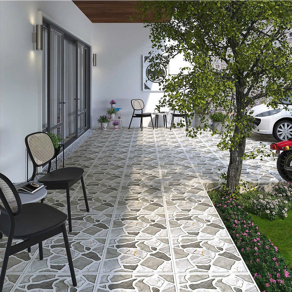Gạch lát nền sân vườn mờ hoa văn xám DPL-SV-MMZ - 50x50