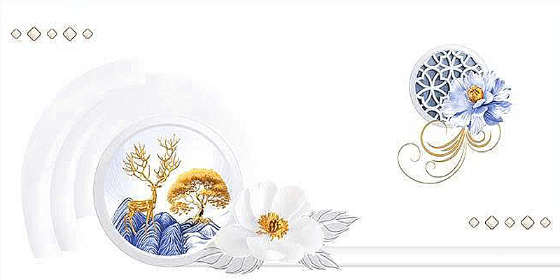 Gạch ốp men bóng trắng trơn viền hoa văn điểm bình hoa TK-HVMN - 40x80