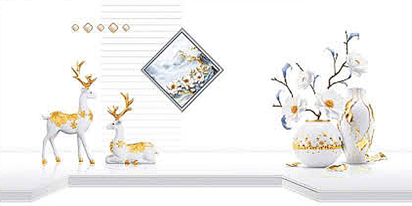 Gạch ốp tường men bóng trắng trơn điểm con nai TN-GNF-V2 - 30x60